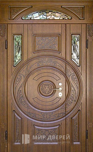 Входная дверь со стеклопакетом и ковкой №76 - фото вид снаружи