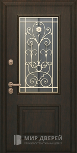 Эксклюзивная дверь с ковкой и стеклом №7 - фото вид снаружи