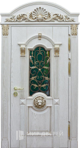 Белая входная дверь со стеклом №362 - фото вид снаружи